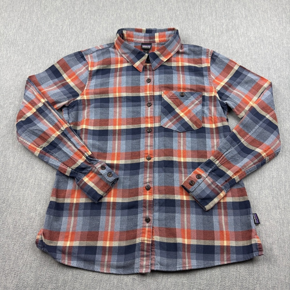 Patagonia Shirt Women Medium 8 Plaid Heywood‎ Flannel Plaid Organic Cotton 53875